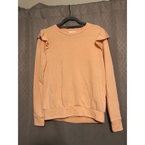 Lauren Conrad peach ruffle crew neck